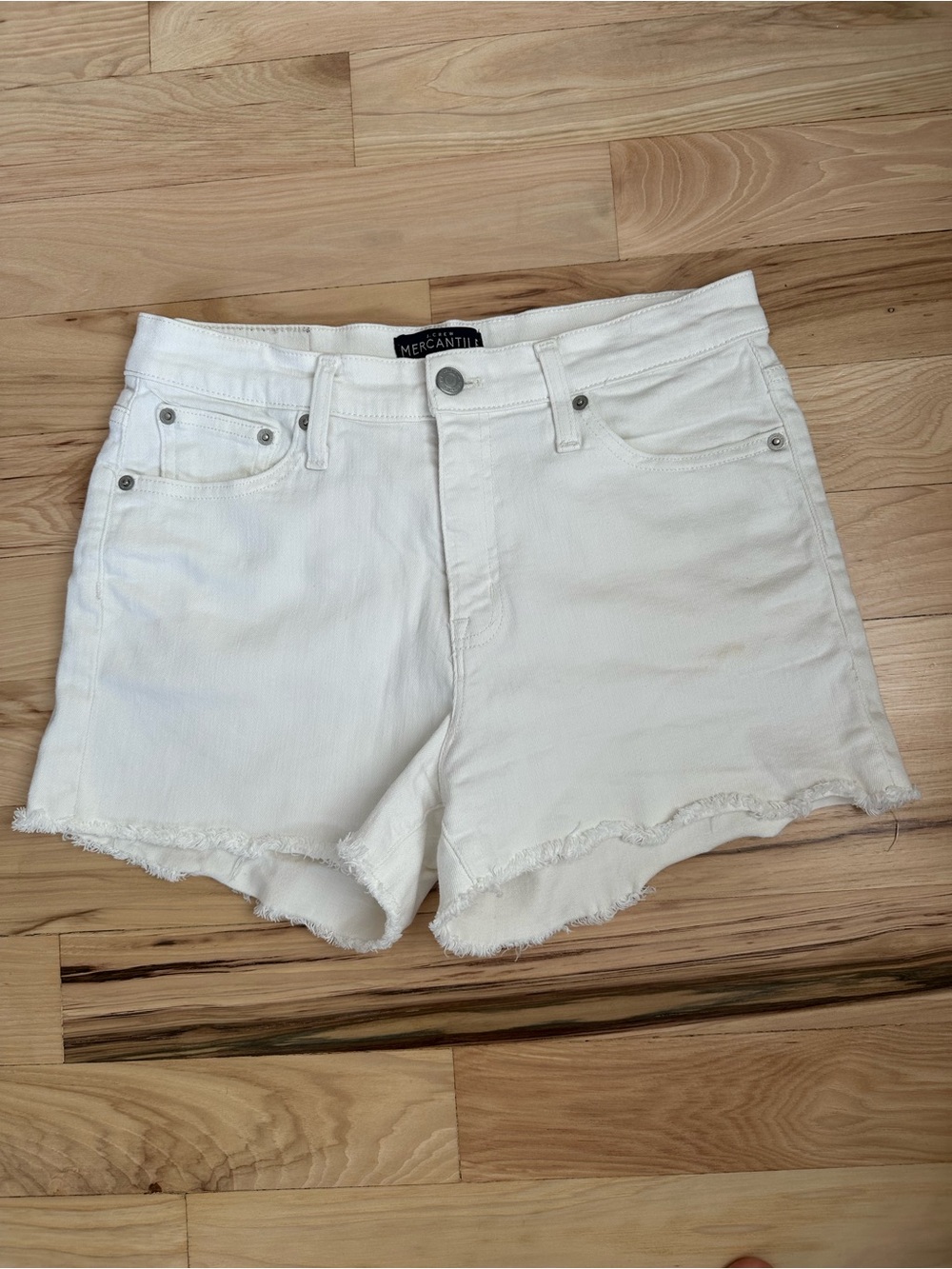 J. Crew White Frayed Hem Denim Shorts